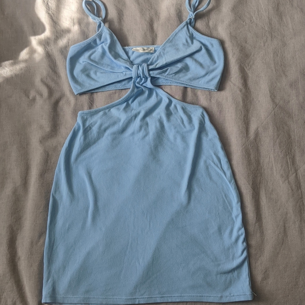 Blue Bodycon Goddess Dress With Cut Outs Size M 12th Tribe